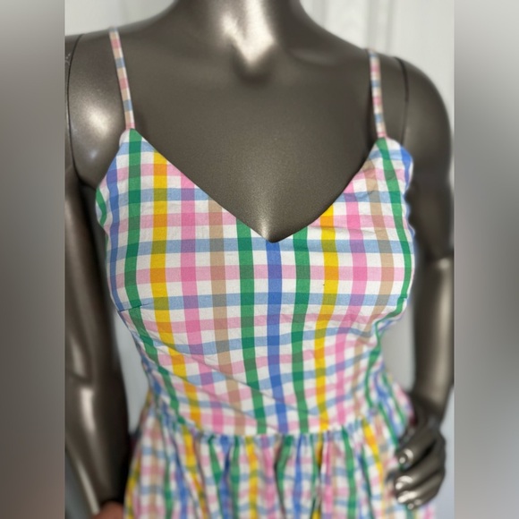 J Crew Multicolor Gingham Long Dress Women Size XS - Picture 8 of 9